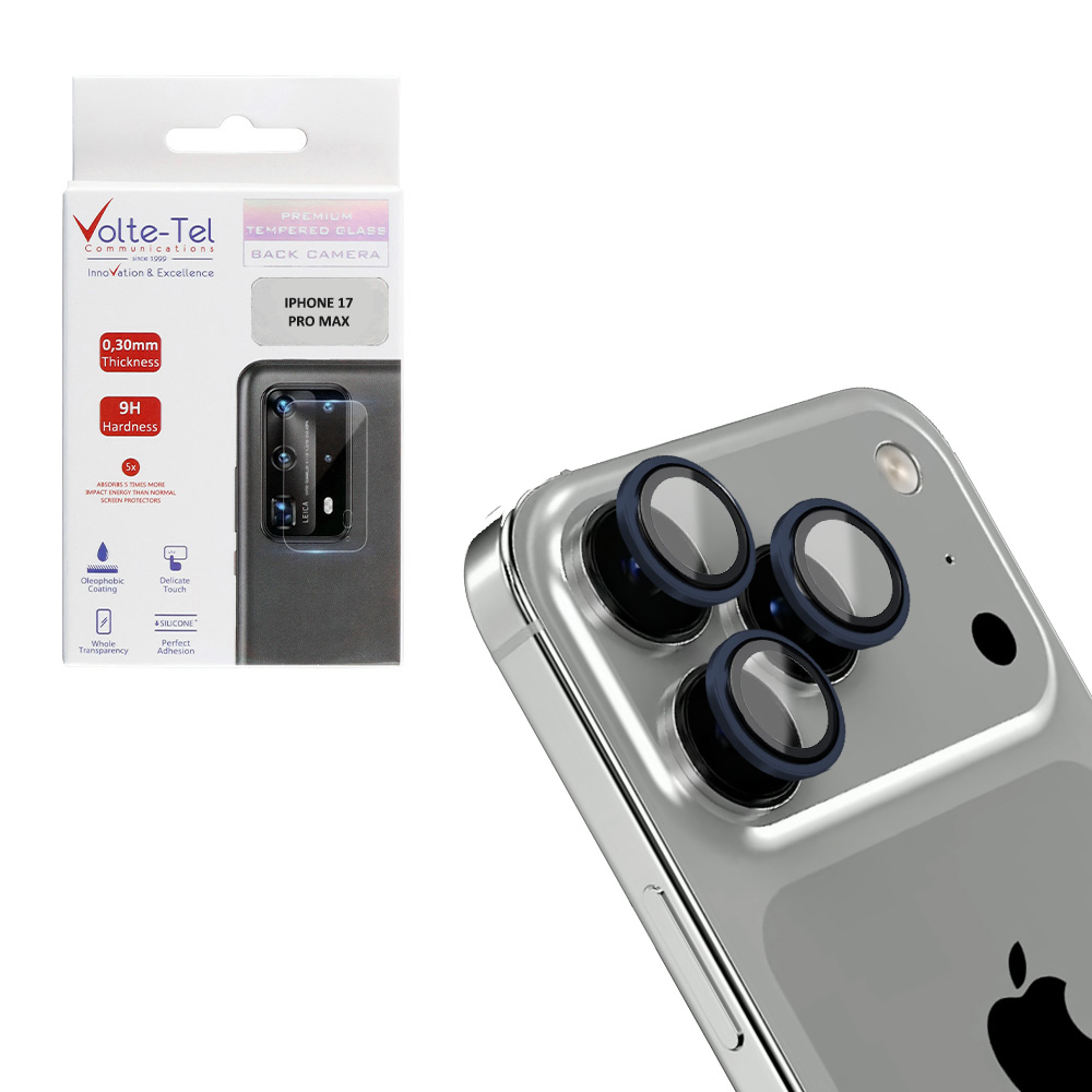 VOLTE-TEL CAMERA GLASS COVER IPHONE 17 PRO MAX 6.9in 9H 0.33MM AR PREMIUM EASY APPLICATION TITANIUM BLUE