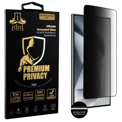 IDOL 1991 PREMIUM PRIVACY ANTISPY TEMPERED GLASS SAMSUNG S24 ULTRA 5G 6.8in 9H 0.25mm SEMI CURVED FINGER UNLOCK FULL GLUE BLACK