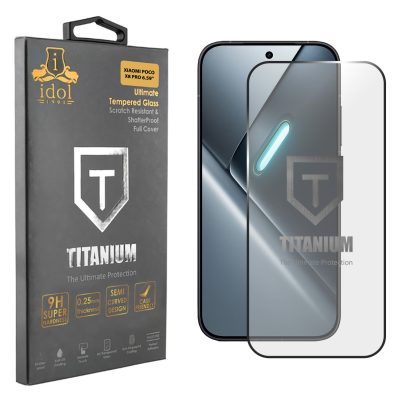IDOL 1991 TEMPERED GLASS XIAOMI POCO X8 PRO 6.59" 9H 0.25mm TITANIUM SEMI CURVED FULL GLUE BLACK