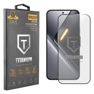 IDOL 1991 TEMPERED GLASS XIAOMI POCO X8 PRO MAX 6.83" 9H 0.25mm TITANIUM SEMI CURVED FULL GLUE BLACK
