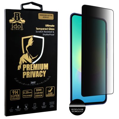 IDOL 1991 PREMIUM PRIVACY ANTISPY TEMPERED GLASS SAMSUNG A27 5G A276 6.7in 9H 0.25mm SEMI CURVED FULL GLUE BLACK