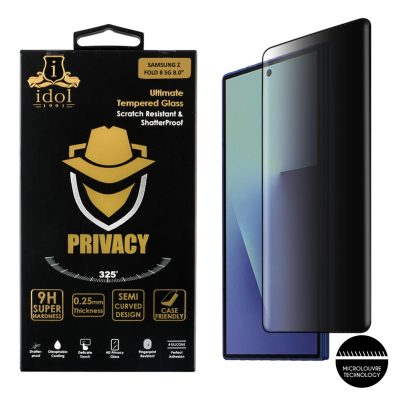 IDOL 1991 PRIVACY ANTISPY TEMPERED GLASS SAMSUNG Z FOLD 8 5G 8.0in 9H 0.25mm SEMI CURVED FULL GLUE BLACK
