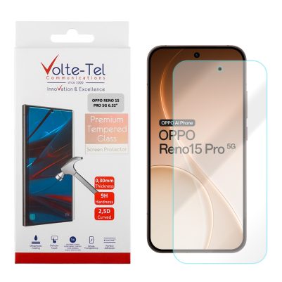 VOLTE-TEL TEMPERED GLASS OPPO RENO15 PRO 5G 6.32in 9H 0.30mm 2.5D FULL GLUE