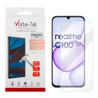 VOLTE-TEL TEMPERED GLASS REALME C100 5G 6.8in 9H 0.30mm 2.5D FULL GLUE