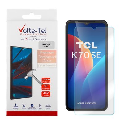 VOLTE-TEL TEMPERED GLASS TCL K70 SE 6.56in 9H 0.30mm 2.5D FULL GLUE