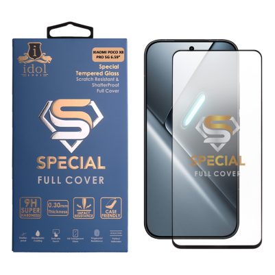 IDOL 1991 SPECIAL TEMPERED GLASS XIAOMI POCO X8 PRO 5G 6.59in 9H 0.25mm FULL COVER FINGER UNLOCK FULL GLUE BLACK