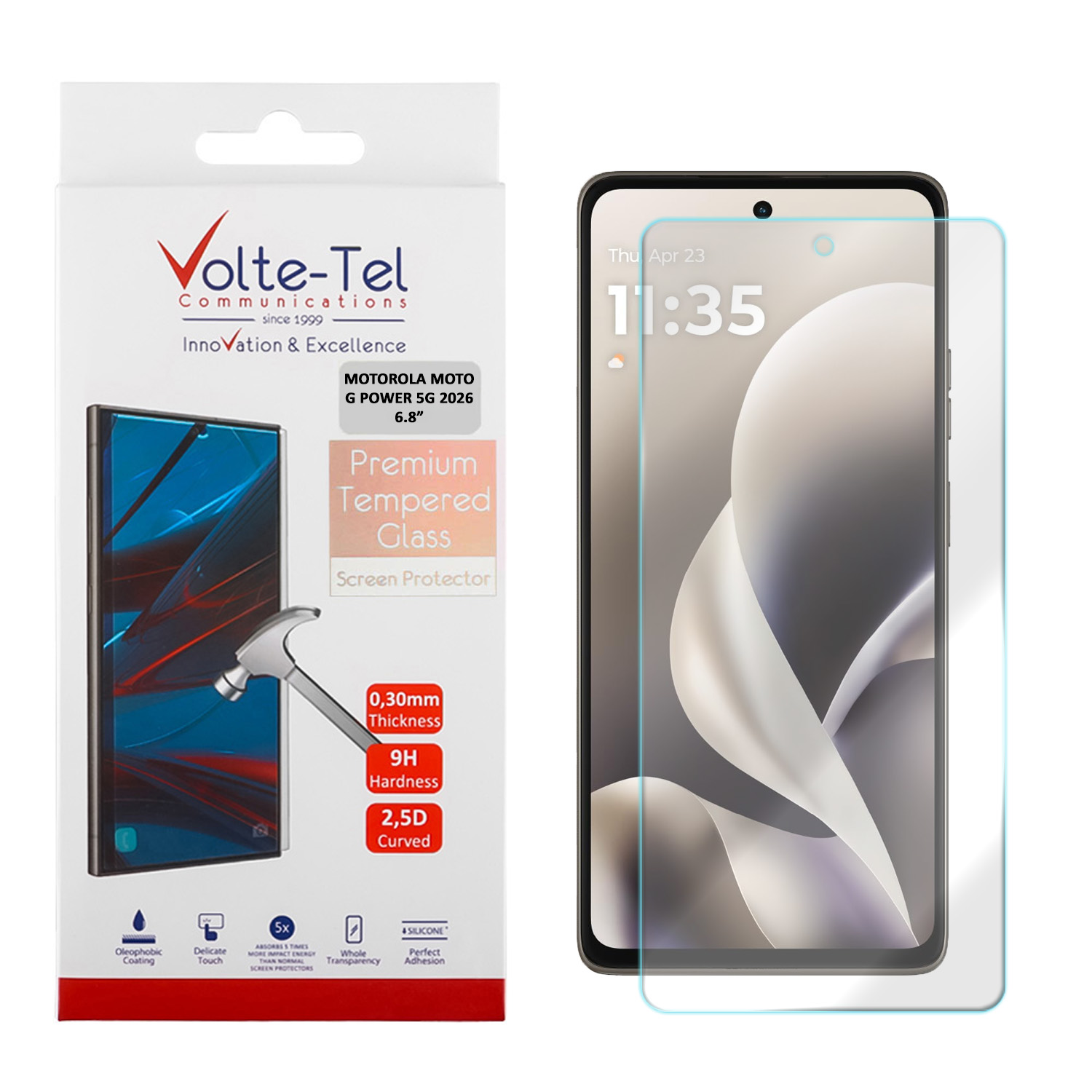 VOLTE-TEL TEMPERED GLASS MOTOROLA MOTO G POWER 5G 2026 6.8in 9H 0.30mm 2.5D FULL GLUE
