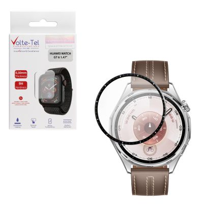 VOLTE-TEL PLEXI TEMPERED GLASS HUAWEI WATCH GT 6 46mm 3D EDGE 1.47in 0.30mm FULL GLUE FULL COVER BLACK
