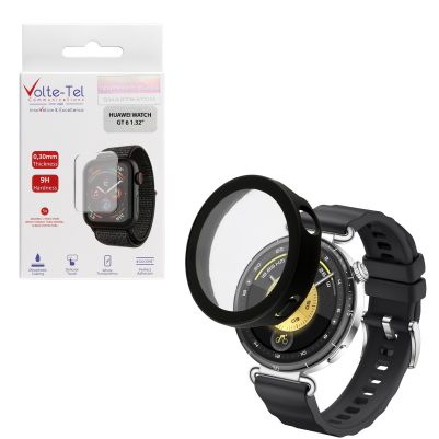 VOLTE-TEL PC EDGE COVER TEMPERED GLASS HUAWEI WATCH GT 6 41mm 1.32in 9H 0.30mm 3D FULL GLUE FULL COVER OFFICE CHERRY MATTE BLACK