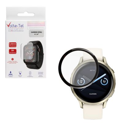 VOLTE-TEL PLEXI TEMPERED GLASS GARMIN VENU 4 41mm 3D EDGE 1.2in 0.30mm FULL GLUE FULL COVER BLACK
