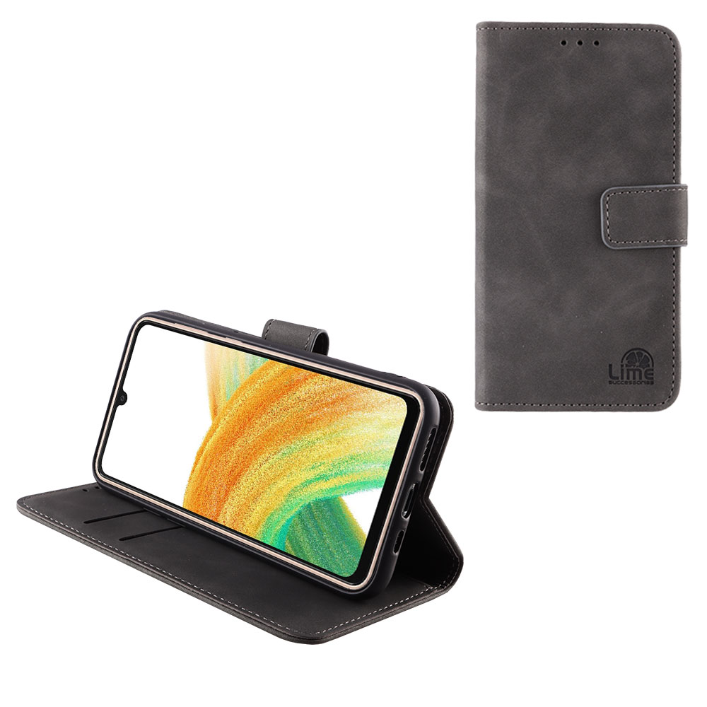 LIME ESSENTIAL ΘΗΚΗ SAMSUNG A33 5G A336 6.4in MAGNET BOOK STAND CLIP GREY