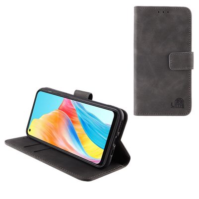 LIME ESSENTIAL ΘΗΚΗ OPPO A78 5G 6.56in  MAGNET BOOK STAND CLIP GREY