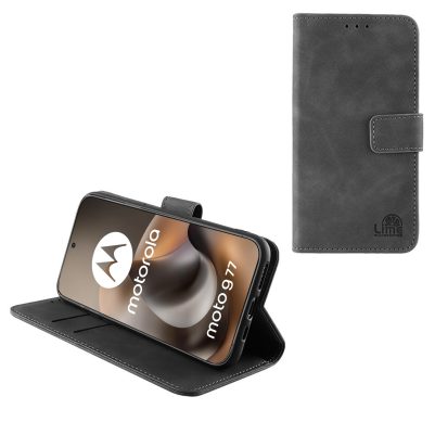 LIME ESSENTIAL ΘΗΚΗ MOTOROLA MOTO G77 5G 6.78in MAGNET BOOK STAND CLIP GREY