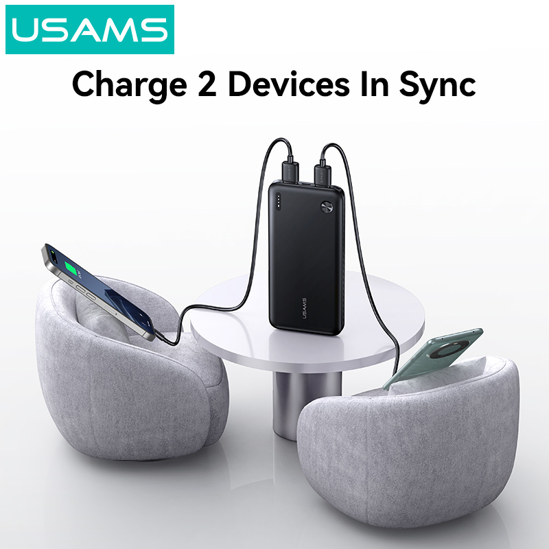 USAMS power bank CD253, 2x θύρες εξόδου, 10000mAh, 10W, λευκό - Image 3