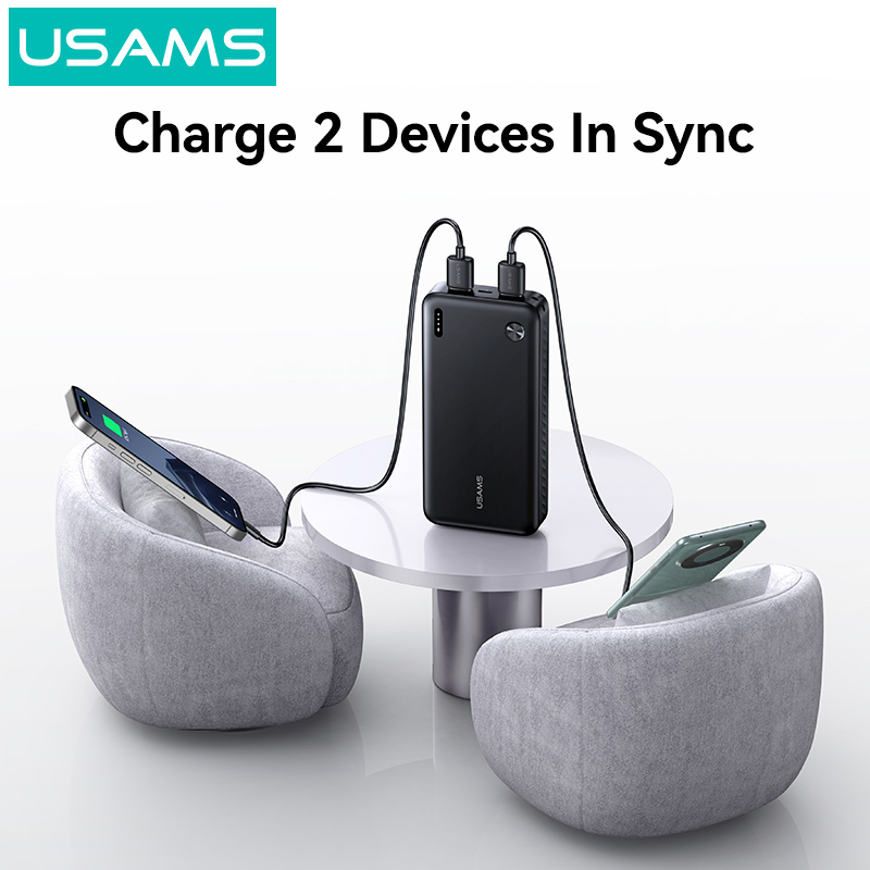 USAMS power bank CD254, 2x θύρες εξόδου, 20000mAh, 10W, μαύρο - Image 3
