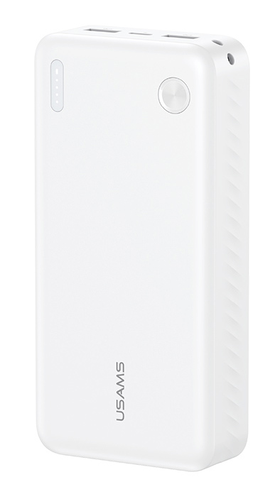 USAMS power bank CD254, 2x θύρες εξόδου, 20000mAh, 10W, λευκό