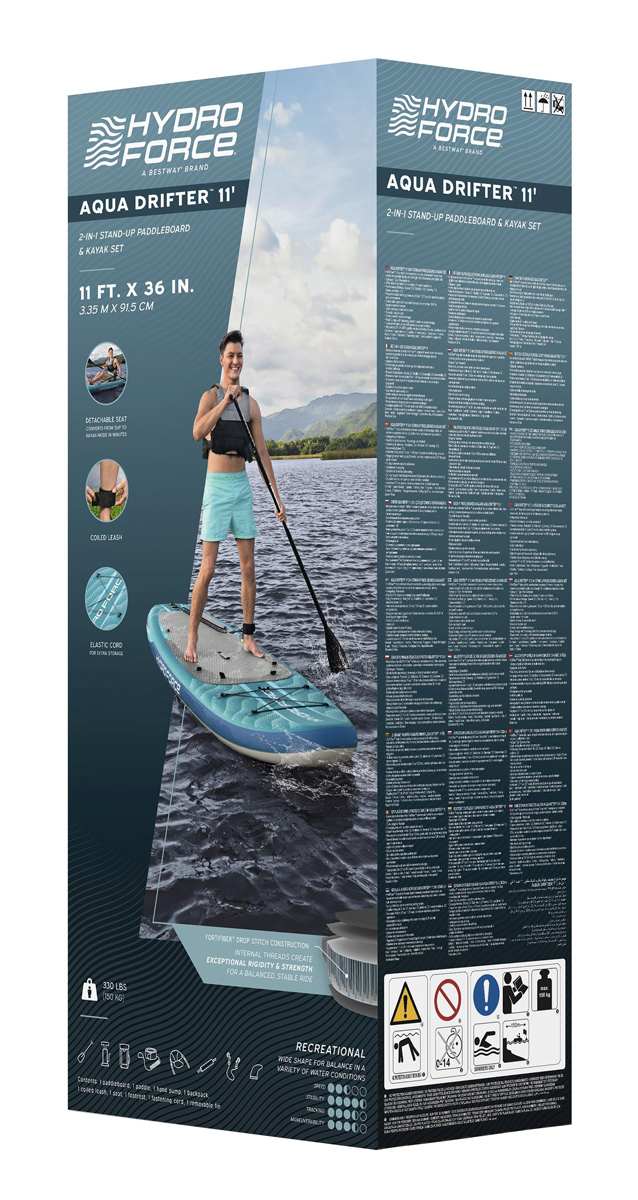BESTWAY φουσκωτή σανίδα SUP/kayak Oceana 6532D με αποσπώμενο κάθισμα, 335x91.5x15cm, μπλε - Image 3