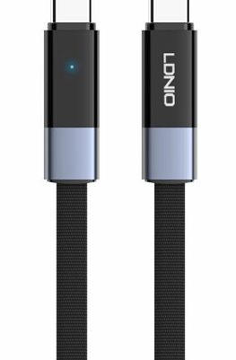 LDNIO καλώδιο USB-C LC242c, flat, 65W, 480Mbps, 2m, μαύρο