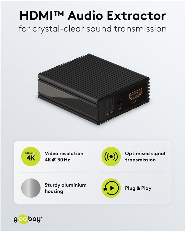 GOOBAY HDMI audio extractor 79138, 4K/30Hz, μαύρο - Image 3