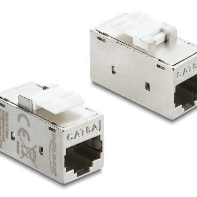 DELOCK Keystone module RJ45 90989, θηλυκό σε θηλυκό, Cat 6A STP, ασημί