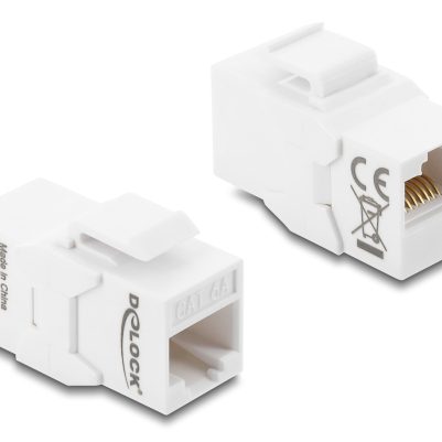 DELOCK Keystone module RJ45 90991, θηλυκό σε θηλυκό, Cat 6A UTP, λευκό