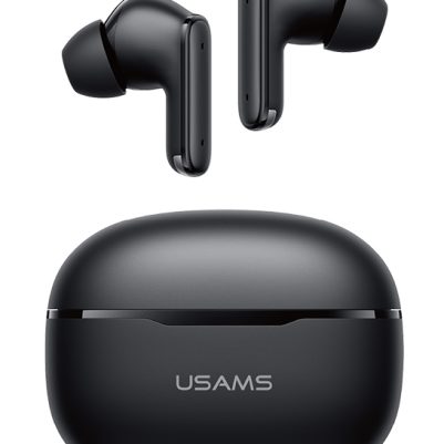 USAMS earphones με θήκη φόρτισης E05, True Wireless, BT 6.0, μαύρα