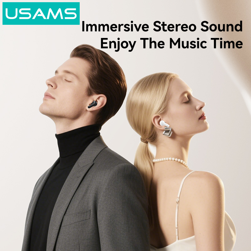 USAMS earphones με θήκη φόρτισης E05, True Wireless, BT 6.0, λευκό - Image 3