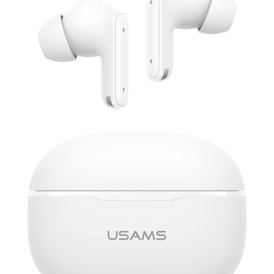 USAMS earphones με θήκη φόρτισης E05, True Wireless, BT 6.0, λευκό