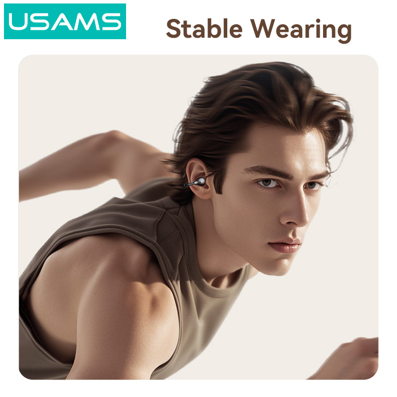 USAMS earphones με θήκη φόρτισης Echo R02, OWS, Φ11mm, 50/300mAh, μαύρα - Image 3