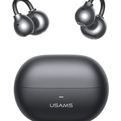 USAMS earphones με θήκη φόρτισης Echo R02, OWS, Φ11mm, 50/300mAh, μαύρα