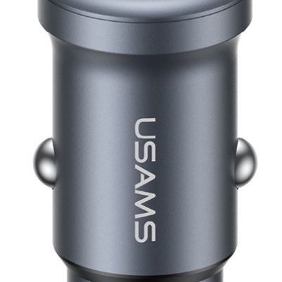 USAMS φορτιστής αυτοκινήτου CC322, USB & USB-C, 30W, γκρι