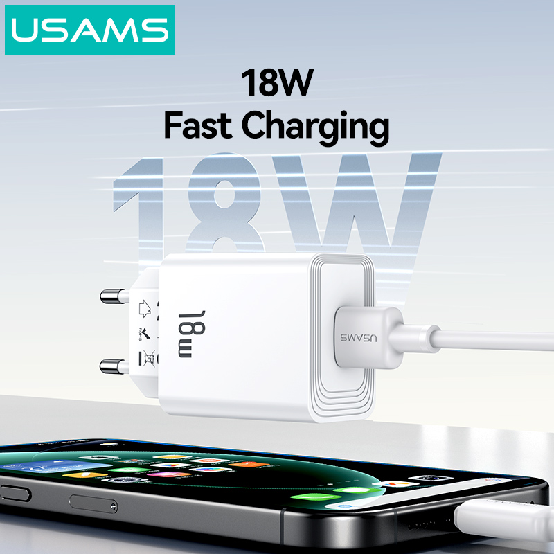 USAMS φορτιστής τοίχου CC324, USB, 18W, λευκός - Image 2