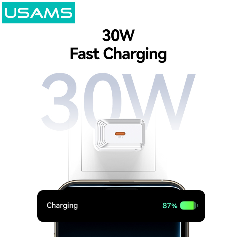 USAMS φορτιστής τοίχου CC329, USB-C, 30W, λευκός - Image 2
