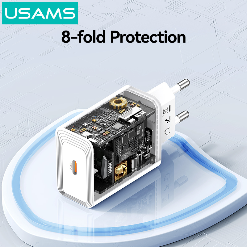 USAMS φορτιστής τοίχου CC329, USB-C, 30W, λευκός - Image 3