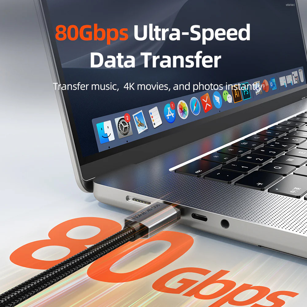 CABLETIME καλώδιο USB-C CT-USB4V2, USB4, 240W, 80Gbps, 8K/60Hz, 1m, μαύρο - Image 3