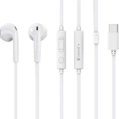CELEBRAT earphones με μικρόφωνο G39, USB-C σύνδεση, 14mm, 1.2m, λευκά