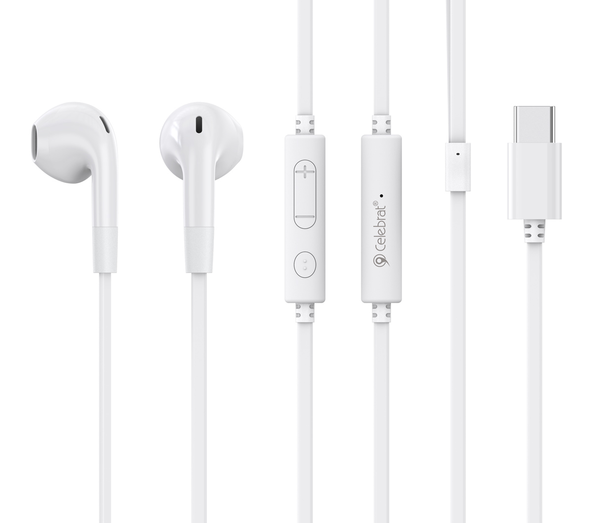 CELEBRAT earphones με μικρόφωνο G39, USB-C σύνδεση, 14mm, 1.2m, λευκά
