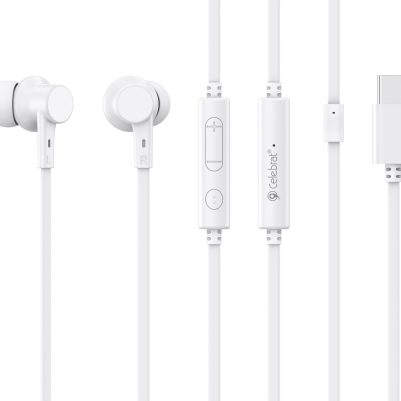 CELEBRAT earphones με μικρόφωνο G40, USB-C σύνδεση, 10mm, 1.2m, λευκά