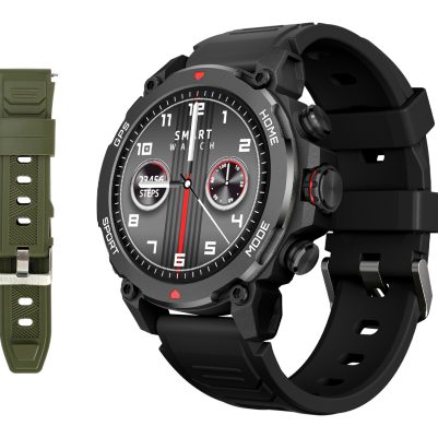 INTIME smartwatch G6 με 2x λουράκια, heart rate, 1.43" AMOLED, GPS, 5ATM/IP69, titanium black