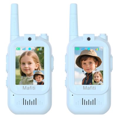 MAFITI παιδικά walkie talkie JK200 με οθόνη & κάμερα, 3+ ετών, επαναφορτιζόμενα, μπλε, 2τμχ