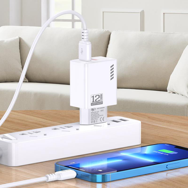 KAKUSIGA φορτιστής τοίχου KSC-1238 με καλώδιο Lightning, 2x USB, 12W, μαύρος - Image 2