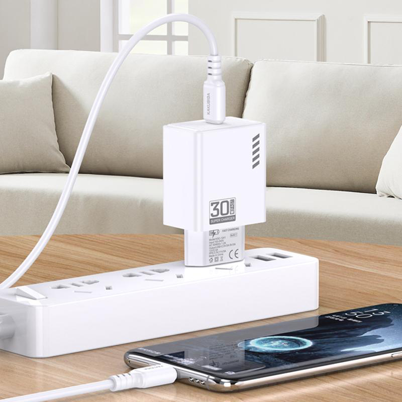 KAKUSIGA φορτιστής τοίχου KSC-1242 με καλώδιο USB-C, USB-C, 30W, λευκός - Image 2