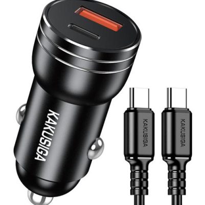 KAKUSIGA φορτιστής αυτοκινήτου KSC-1714 με καλώδιο USB-C, USB/USB-C, 60W, μαύρος