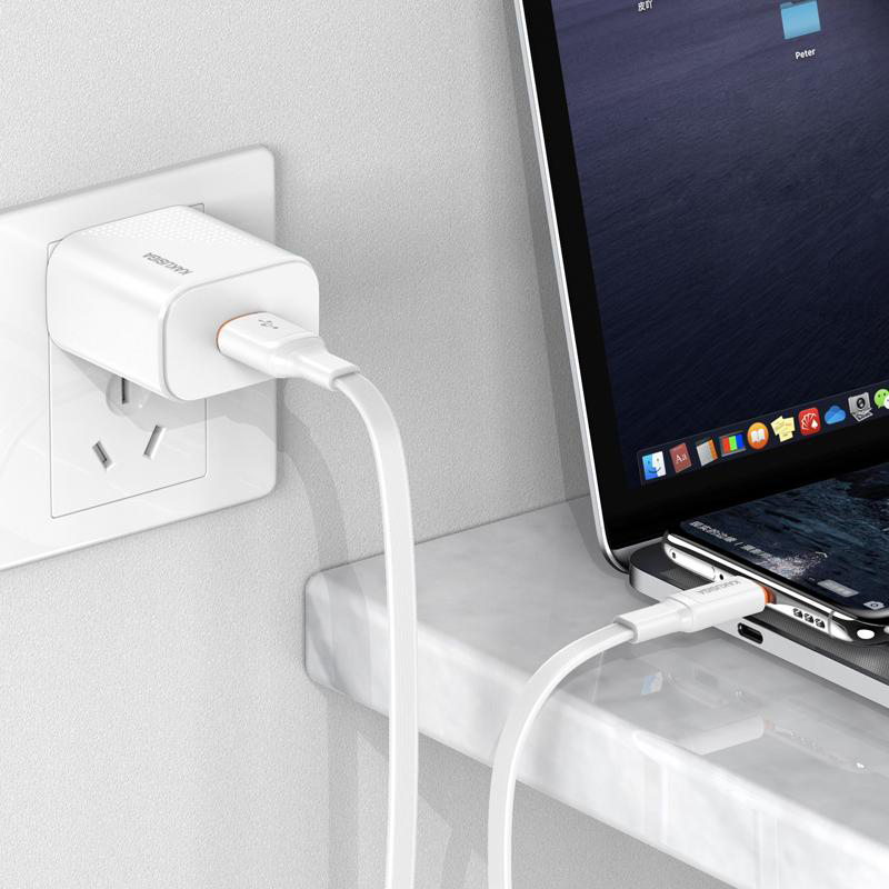KAKUSIGA καλώδιο USB-C σε USB KSC-999, 5A, 480Mbps, flat, 1m, λευκό - Image 2