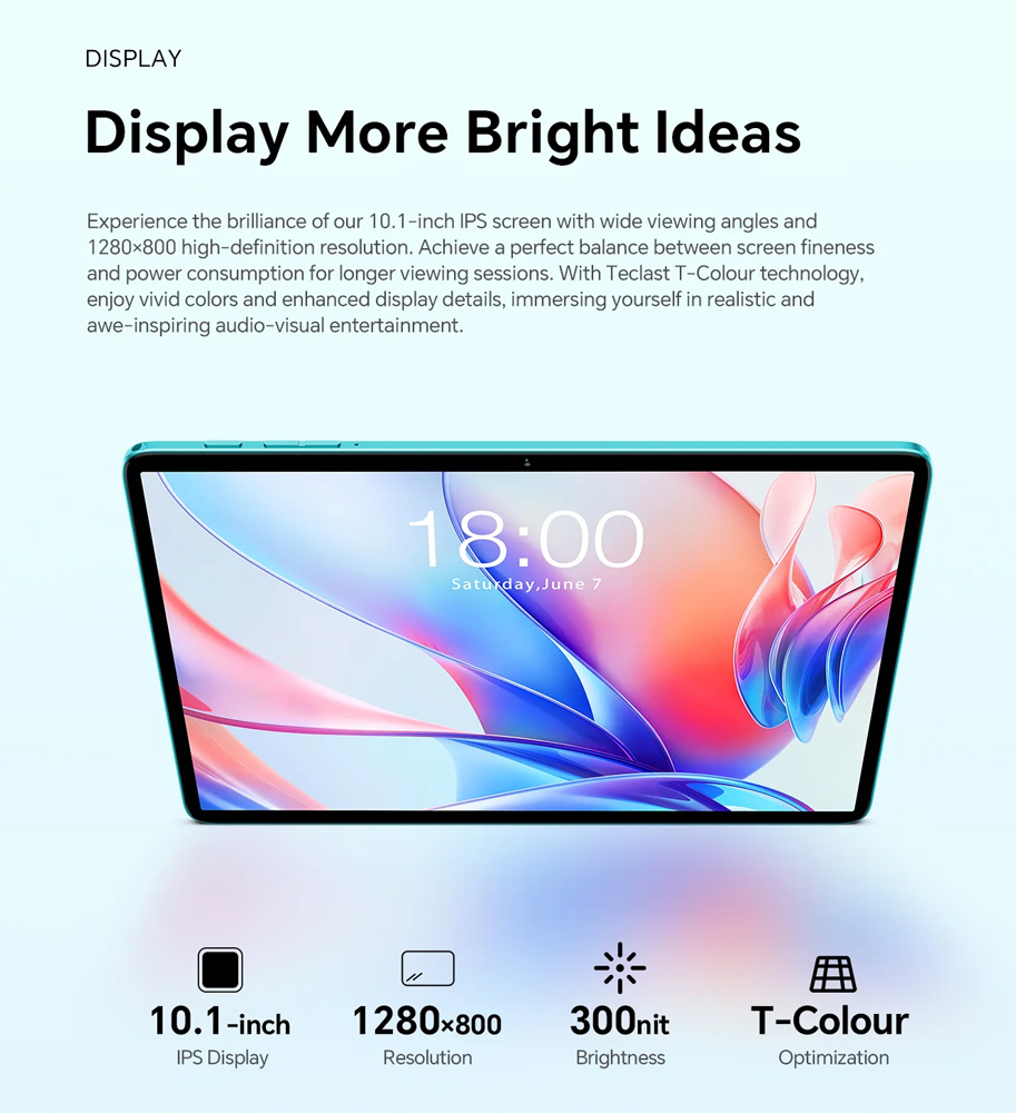 TECLAST tablet P33, 10.1", 3/64GB, Android 15, 6000mAh, μπλε - Image 2