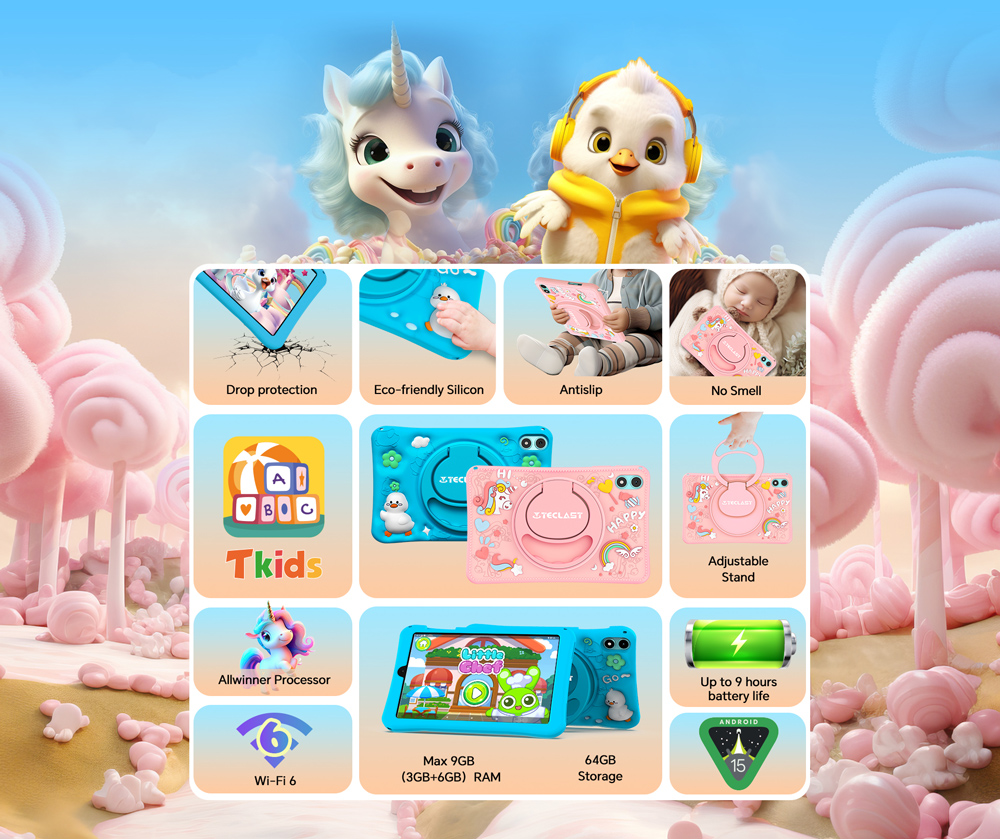 TECLAST tablet P85 Kids, 8", 3/64GB, Android 15, 5000mAh, ροζ - Image 2