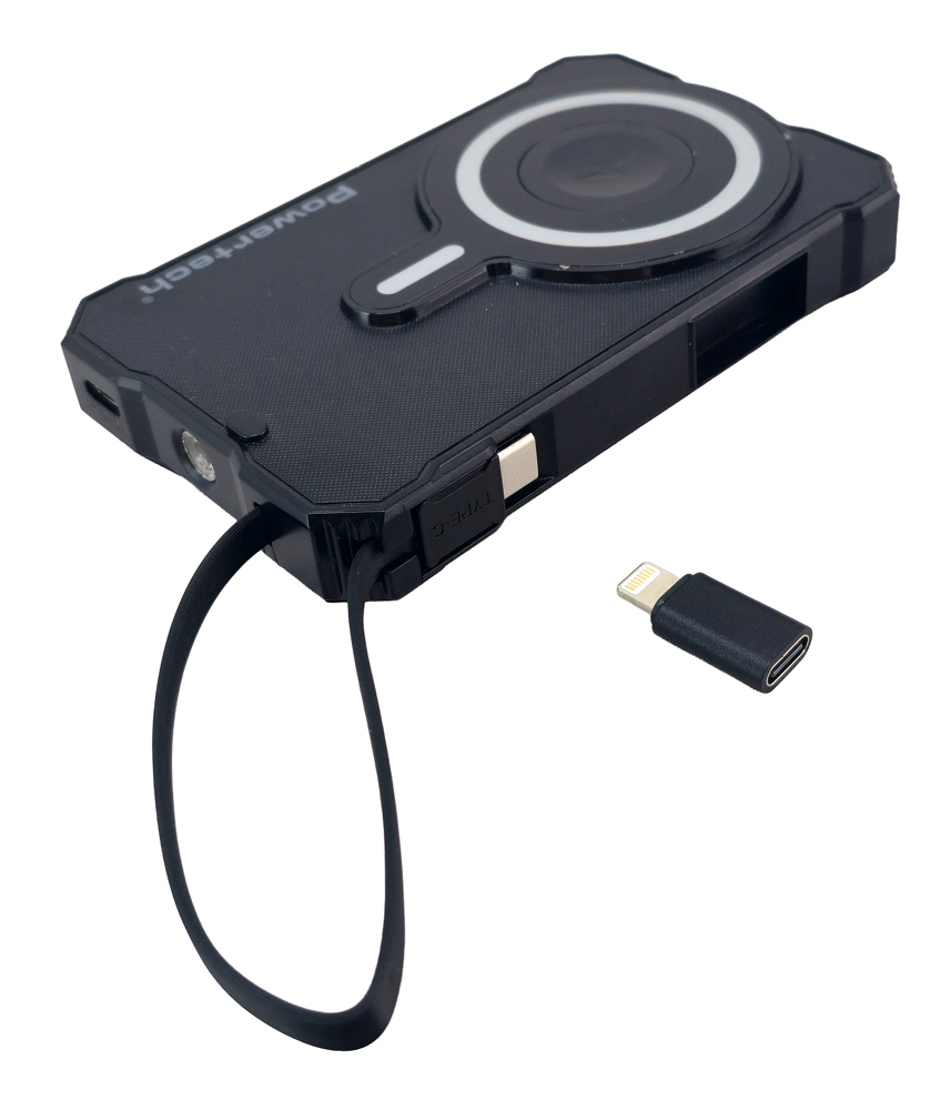 POWERTECH ηλιακό power bank PT-1505 με καλώδιο & φακό, 10000mah, magnetic wireless, 35W, μαύρο - Image 3
