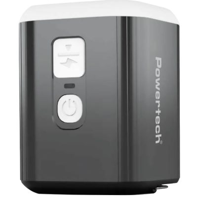 POWERTECH μίνι τρόμπα PT-1554 με φακό, 5W, επαναφορτιζόμενη, μαύρη