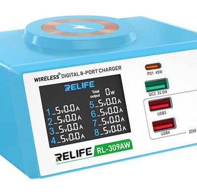 RELIFE σταθμός φόρτισης RL-309AW, 6x USB/2x USB-C/wireless, 100W, λευκός