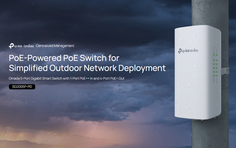 TP-LINK smart switch SG2005P-PD, 1x Gigabit PoE++ in/4x Gigabit PoE+ out, V1.0 - Image 2